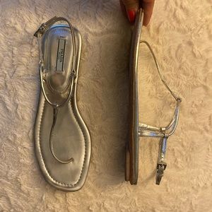 The PERFECT Prada silver sandal!
